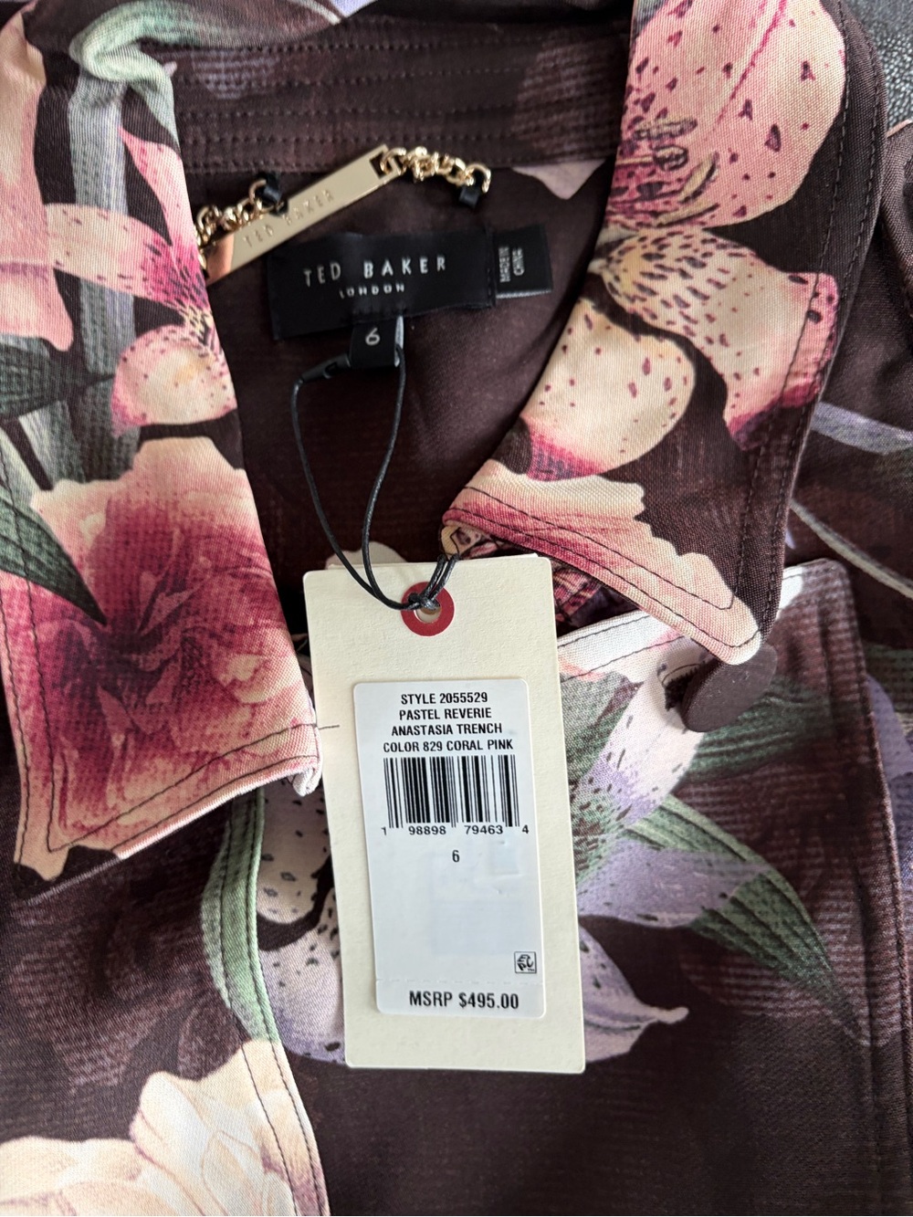NWT Ted Baker Floral Trench Coat - Picture 5 of 5